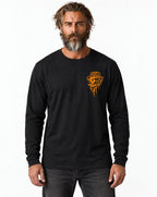 RUM KNUCKLES RK DRIP SKULL ORANGE Long Sleeve Tee - model front