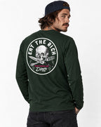 RUM KNUCKLES EAT THE RICH Long Sleeve Tee - Forest Green - model back