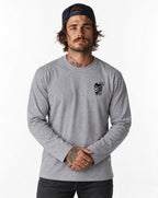 RUM KNUCKLES WINGED BIKER Long Sleeve Tee - Heather Grey - model front