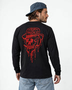RUM KNUCKLES RK DRIP SKULL RED Long Sleeve Tee - model back