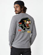 RUM KNUCKLES PANTHER MC Long Sleeve Tee - Heather Grey - model back