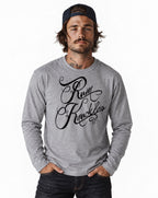 RUM KNUCKLES RK SCRIPT Long Sleeve Tee - Heather Grey - model front