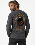 RUM KNUCKLES RK EAGLE BIKER Long Sleeve Tee - Charcoal - model back