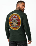 RUM KNUCKLES TRUE FIGHTING SPIRIT Long Sleeve Tee - Forest Green - model back