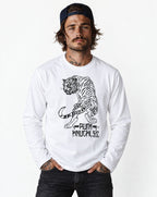 RUM KNUCKLES RK TIGER STRIPES Long Sleeve Tee - White - model front