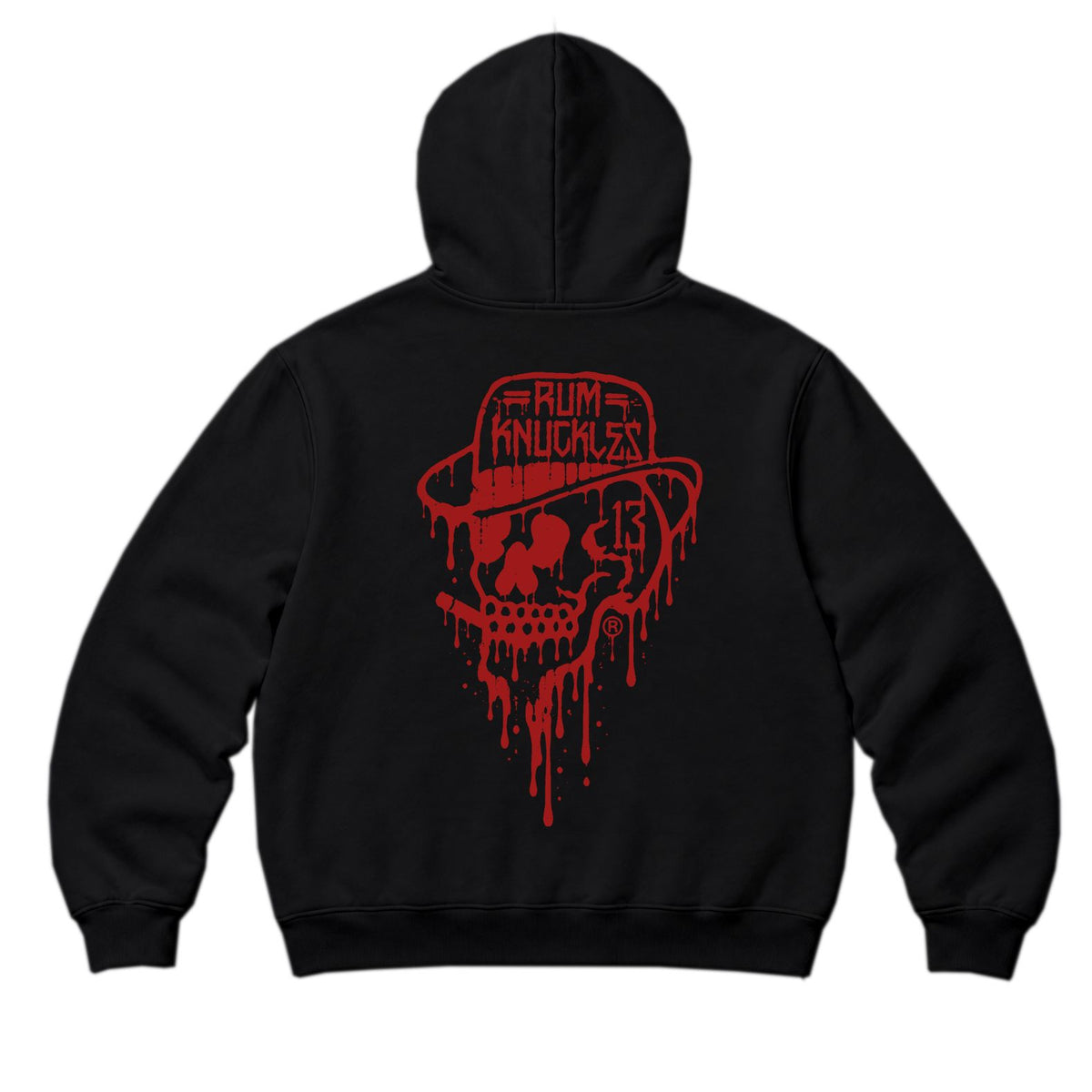 RUM KNUCKLES RK DRIP SKULL RED Zip Hoodie - back
