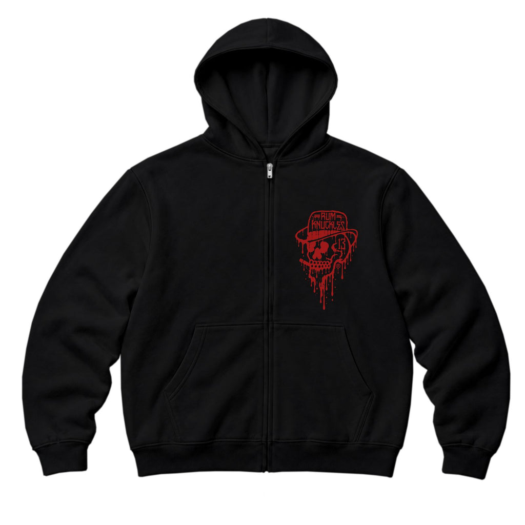 RUM KNUCKLES RK DRIP SKULL RED Zip Hoodie - front