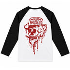 RUM KNUCKLES RK DRIP SKULL RED Baseball Tee - back