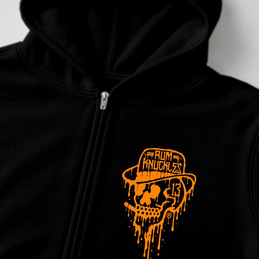 RUM KNUCKLES RK DRIP SKULL ORANGE Zip Hoodie - detail