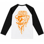 RUM KNUCKLES RK DRIP SKULL ORANGE Baseball Tee - back