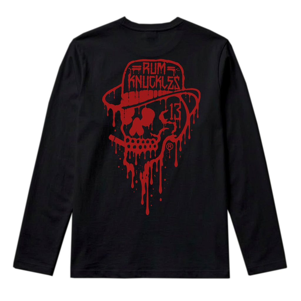 RUM KNUCKLES RK DRIP SKULL RED Long Sleeve Tee - back