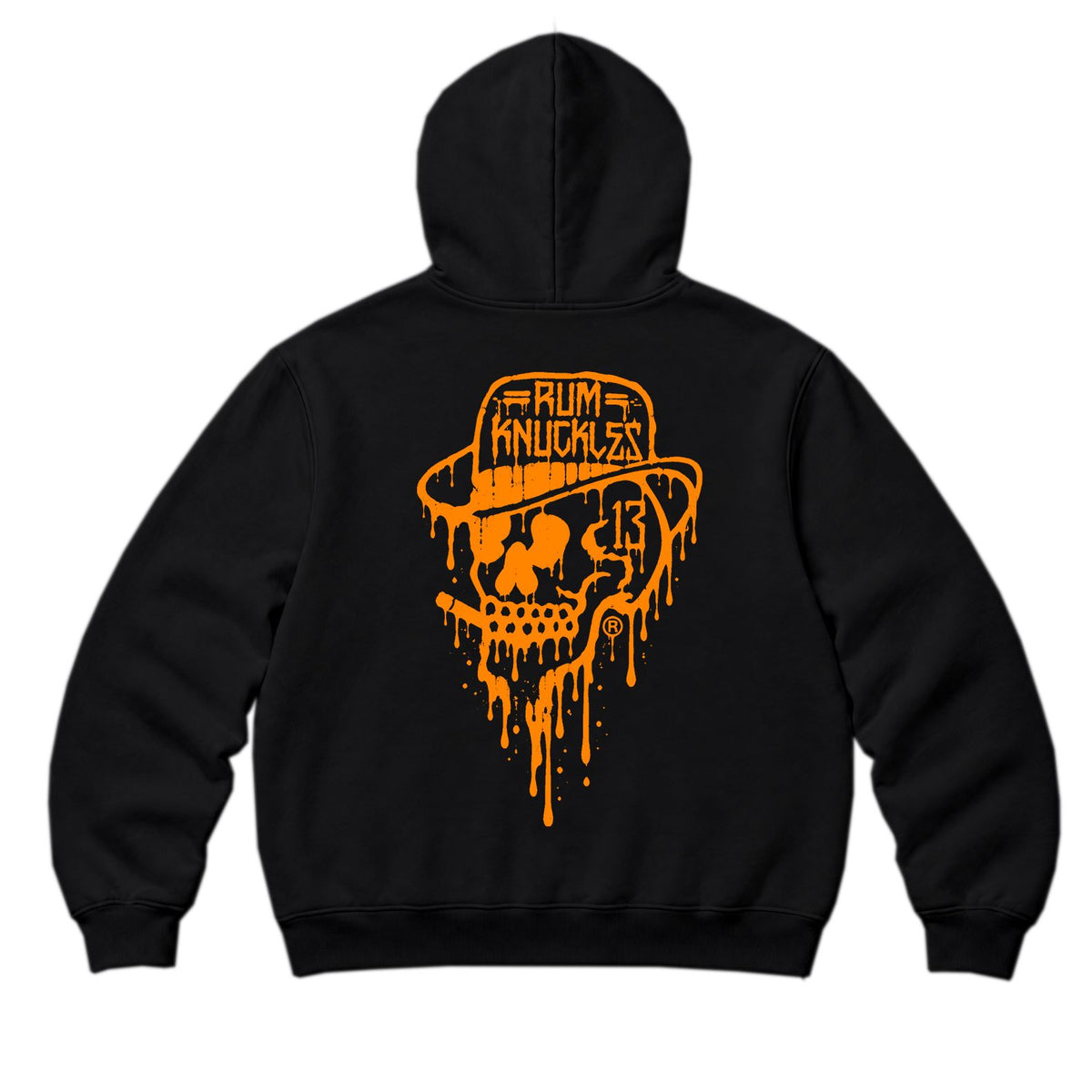 RUM KNUCKLES RK DRIP SKULL ORANGE Zip Hoodie - back