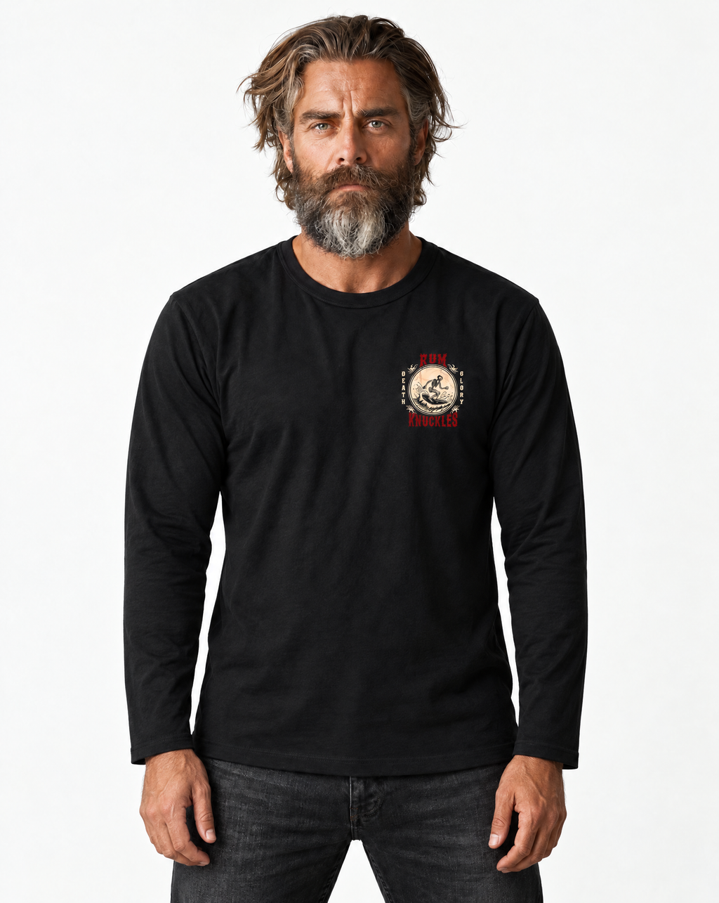RUM KNUCKLES DEATH RIDER Long Sleeve Tee - model front