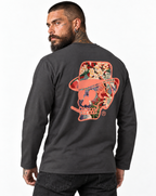 RUM KNUCKLES HAWAIIAN Long Sleeve Tee - Charcoal - model back