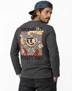 RUM KNUCKLES ROCKET FUEL Long Sleeve Tee - Charcoal - model back