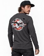 RUM KNUCKLES SPECIAL DELIVERY Long Sleeve Tee - Charcoal - model back
