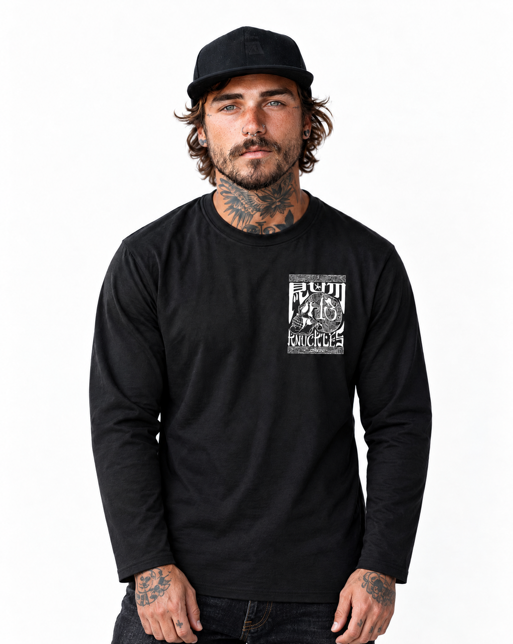 RUM KNUCKLES OG Long Sleeve Tee - model front