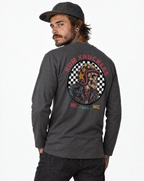 RUM KNUCKLES SKULL MOTO Long Sleeve Tee - Charcoal - model back