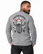 RUM KNUCKLES BROTHERHOOD Long Sleeve Tee - Heather Grey - model back