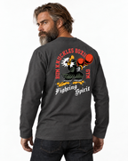RUM KNUCKLES BOXING EAGLE Long Sleeve Tee - Charcoal - model back
