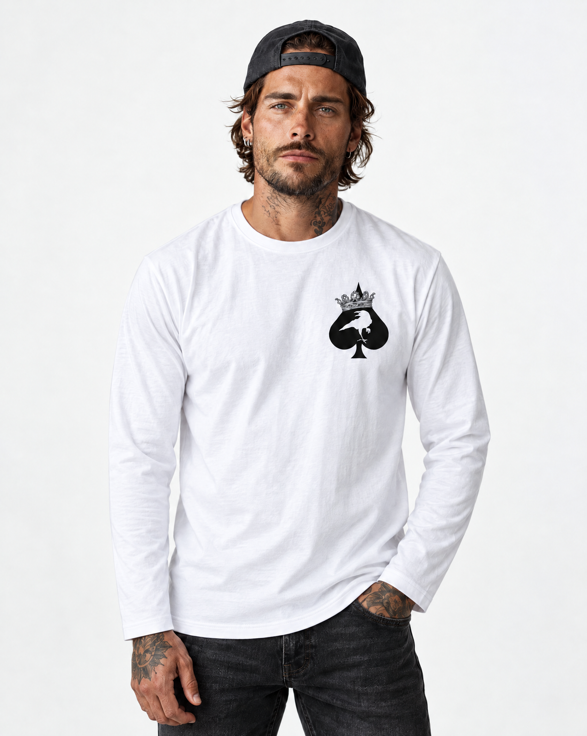 RUM KNUCKLES SPECIAL OPS Long Sleeve Tee - White - model front