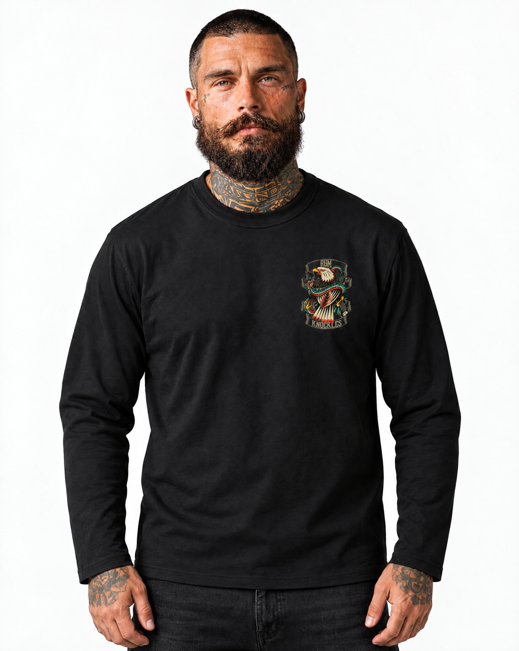 RUM KNUCKLES EAGLE V SNAKE Long Sleeve Tee - model front