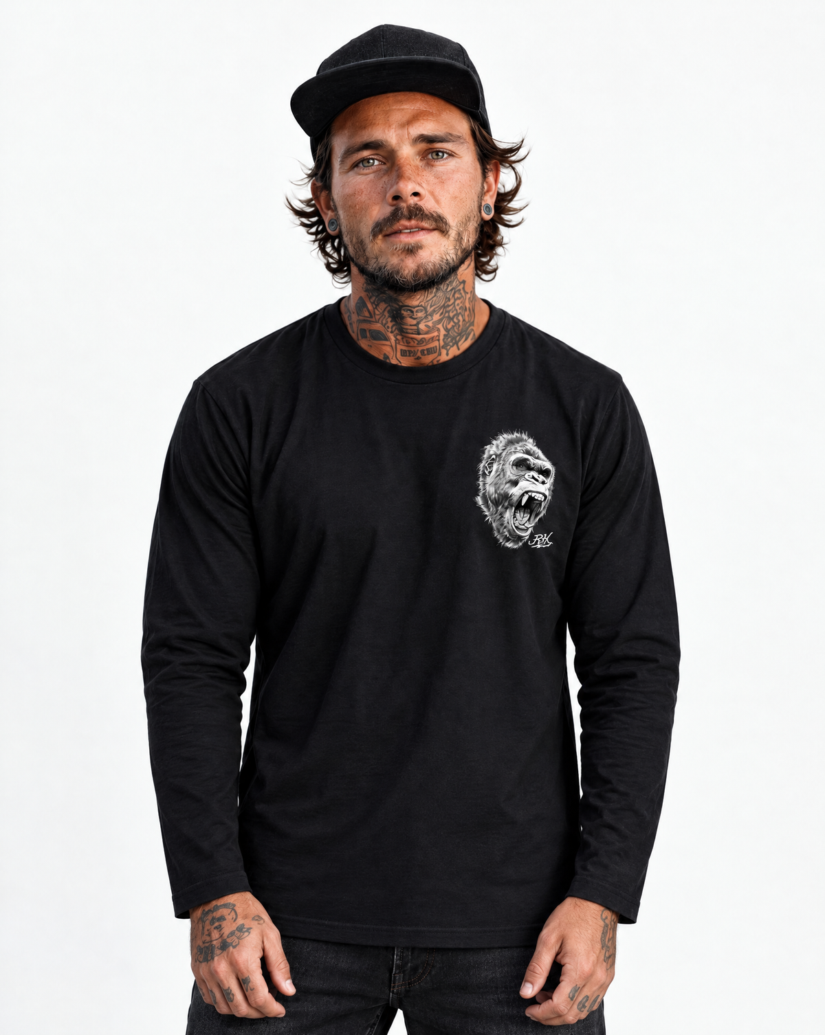 RUM KNUCKLES GORILLA TACTICS Long Sleeve Tee - model front