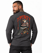 RUM KNUCKLES EAGLE SPIRIT Long Sleeve Tee - Charcoal - model back