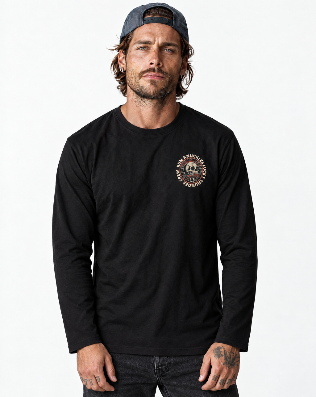 RUM KNUCKLES RK LUCKY THUNDER Long Sleeve Tee - model front