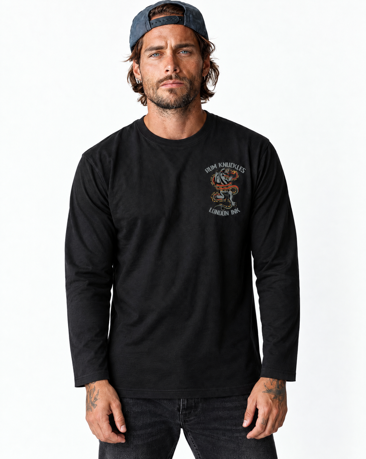 RUM KNUCKLES RK INK Long Sleeve Tee - model front