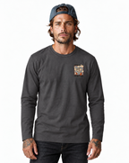 RUM KNUCKLES ROCKET FUEL Long Sleeve Tee - Charcoal - model front