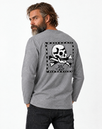 RUM KNUCKLES FLAG Long Sleeve Tee - Heather Grey - model back