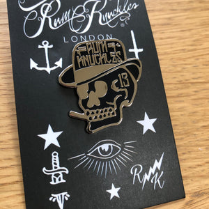 RK Smoking Skull Logo Pin Badge
