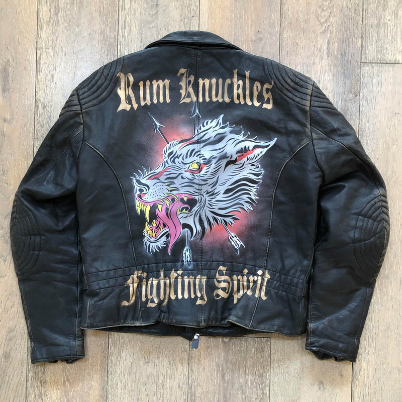 RK Wolf - Hand Painted Vintage Leather Biker Jacket – Rum Knuckles